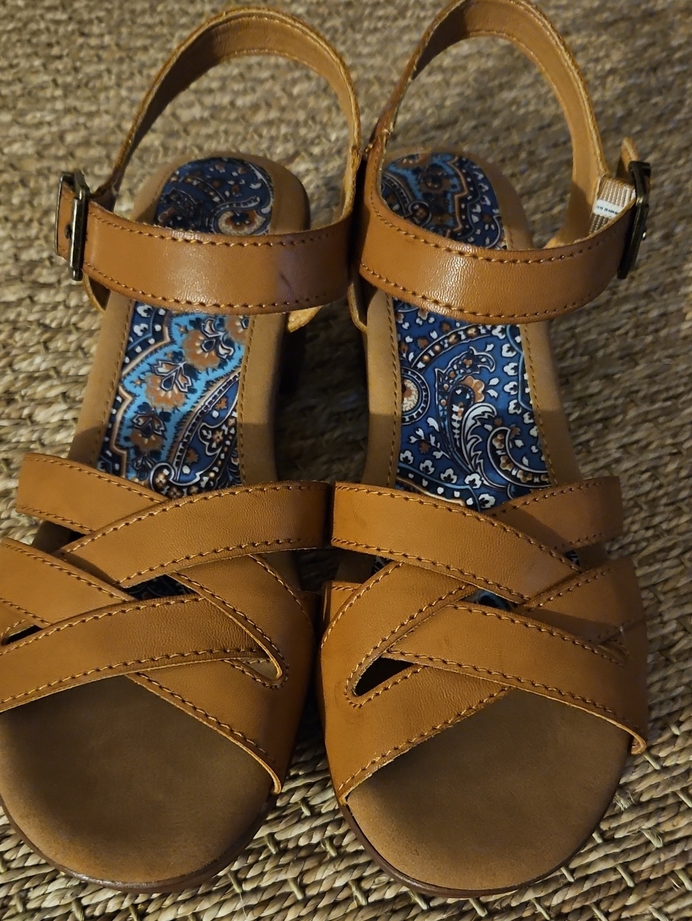 b.o.c Women’s Joline Heel Sandals with Blue Paisley Insole